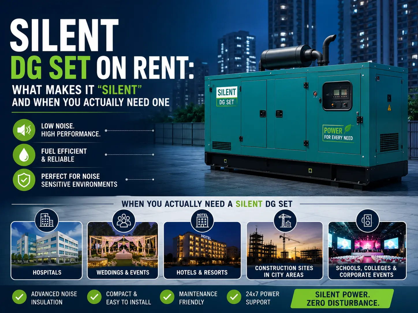 Silent DG Set on Rent: What Makes It 'Silent' and When You Actually Need One
