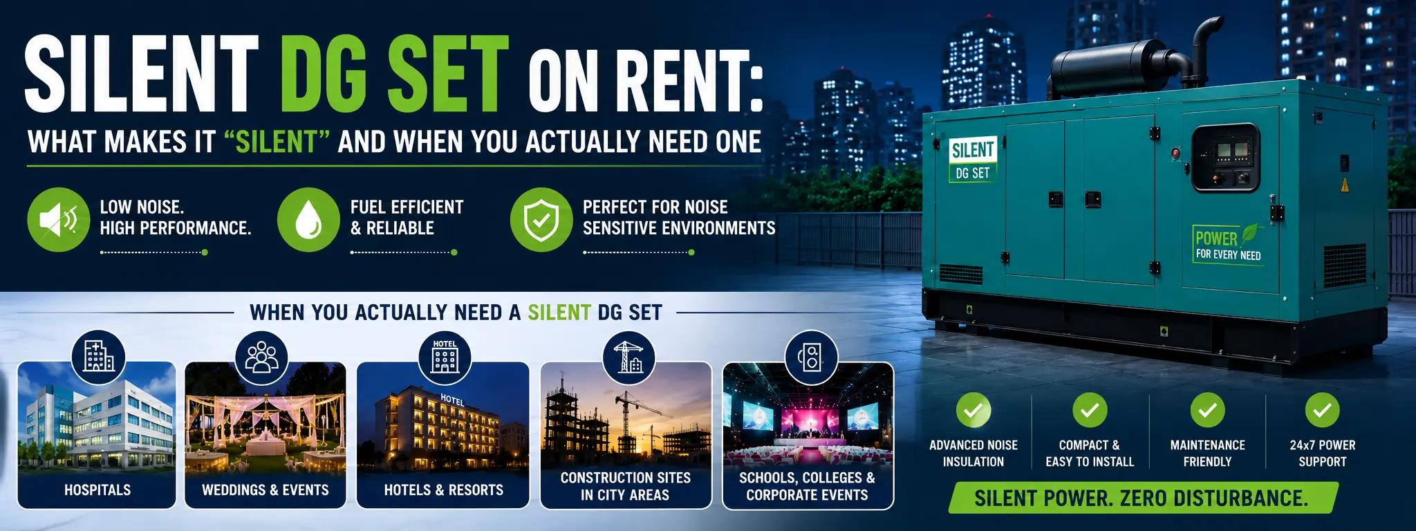 Silent DG Set on Rent: What Makes It 'Silent' and When You Actually Need One
